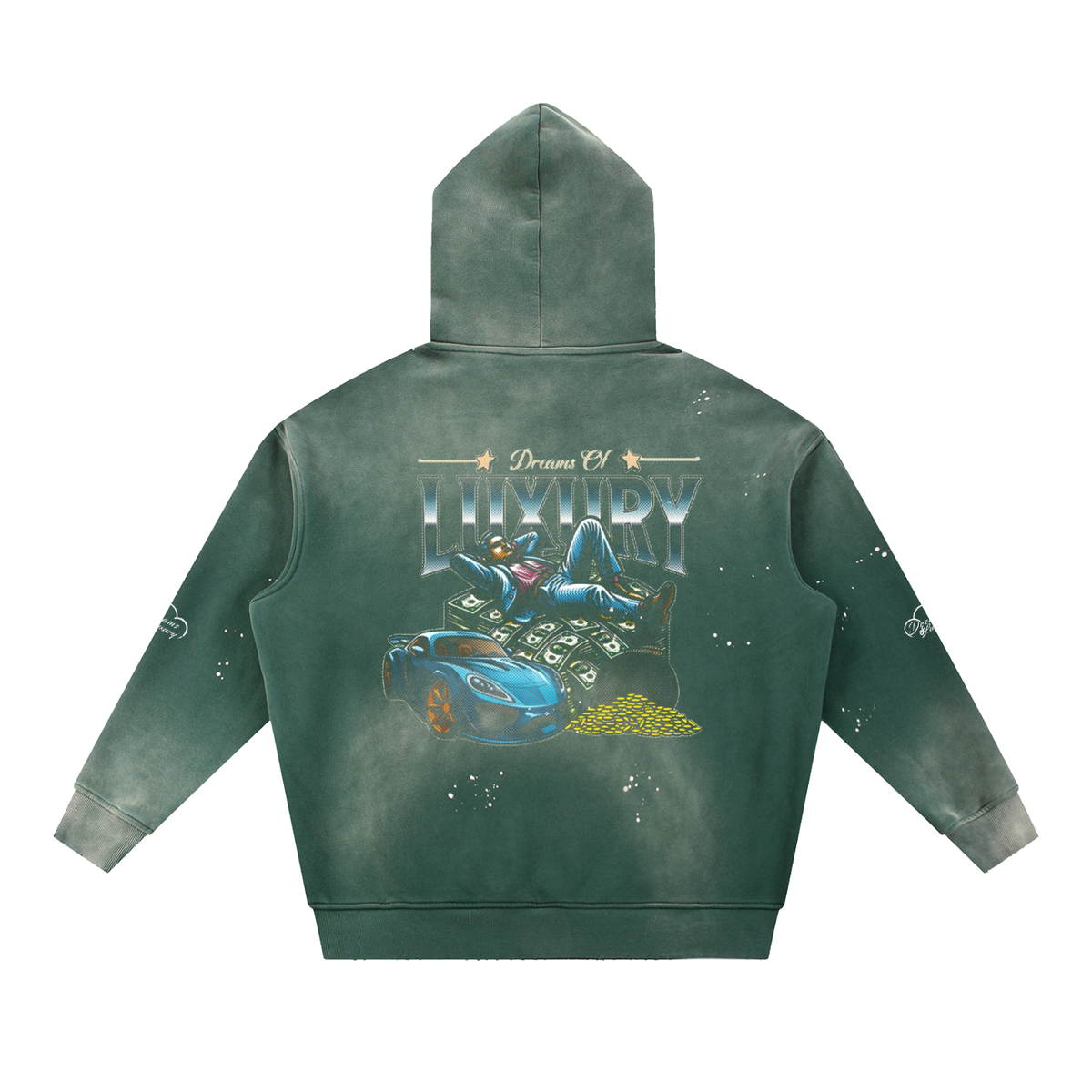 Vintage Washed Frayed Fleece Hoodie