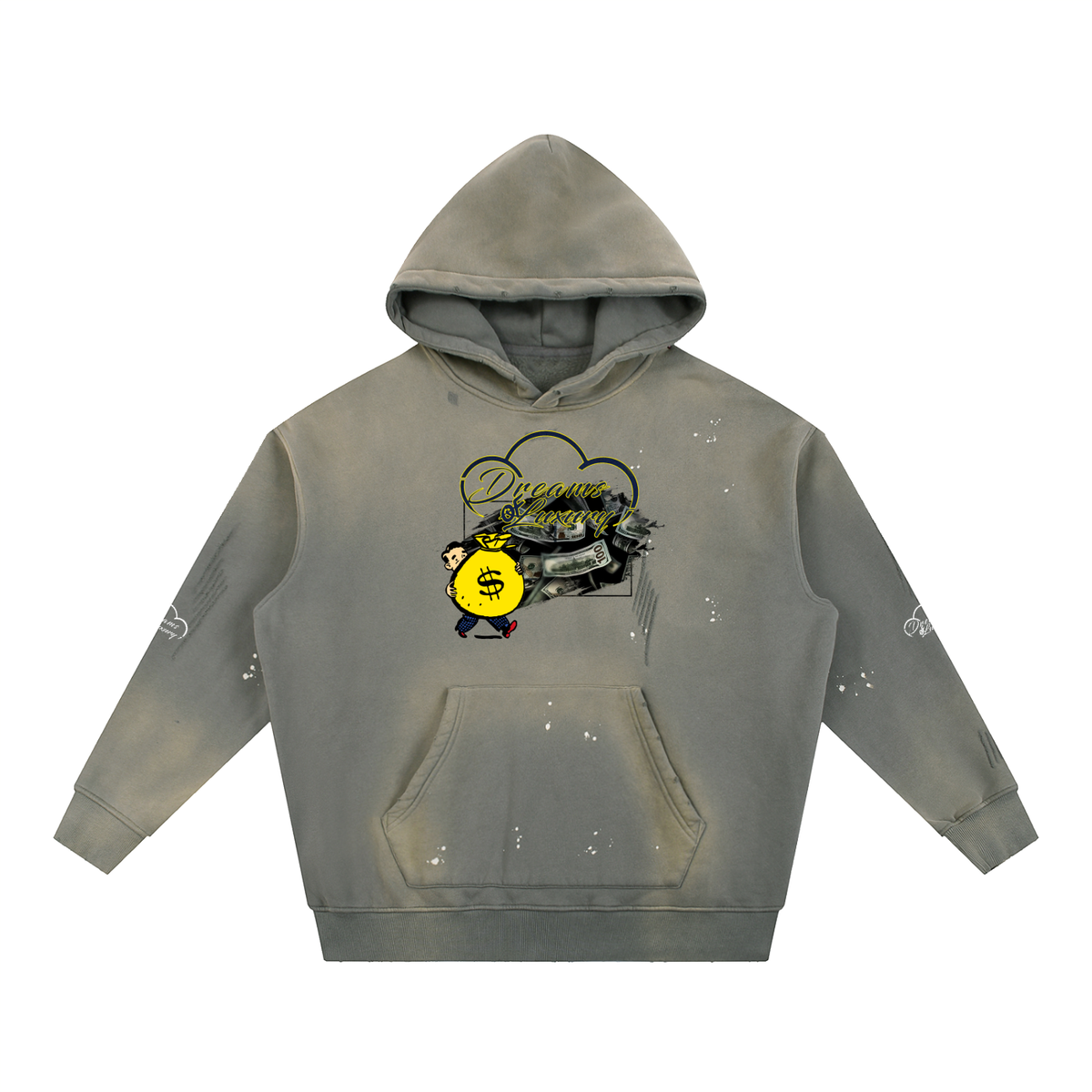 Vintage Washed Frayed Fleece Hoodie