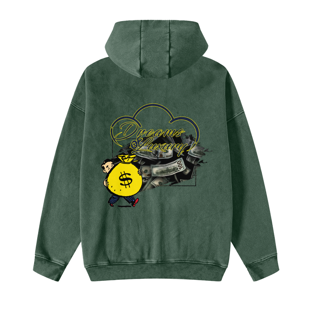 Snow Washed Zip-Through Fleece Hoodie