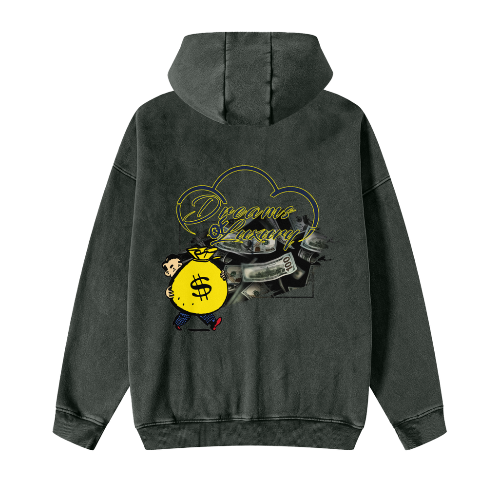 Snow Washed Zip-Through Fleece Hoodie