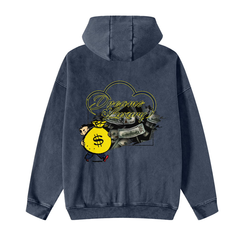 Snow Washed Zip-Through Fleece Hoodie