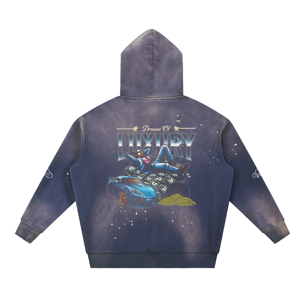 Vintage Washed Frayed Fleece Hoodie